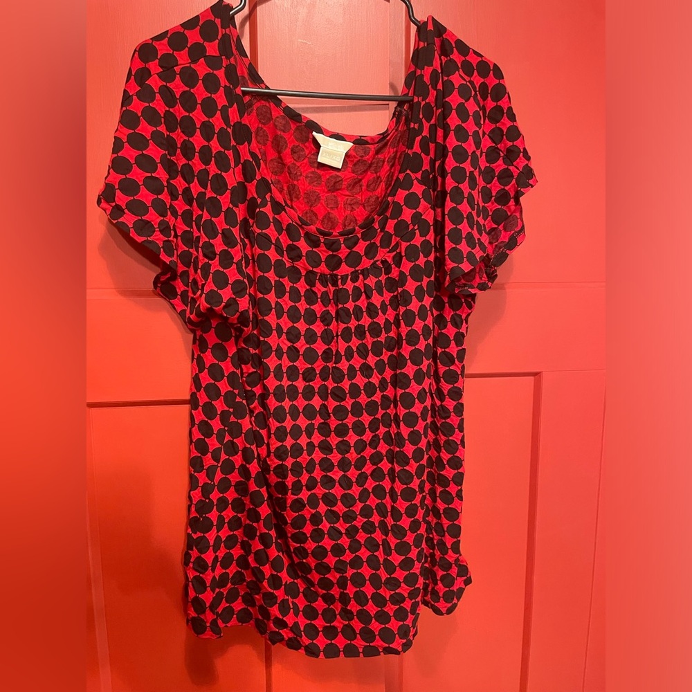 Michael Kors Red and Black Polka Dot Women's Top